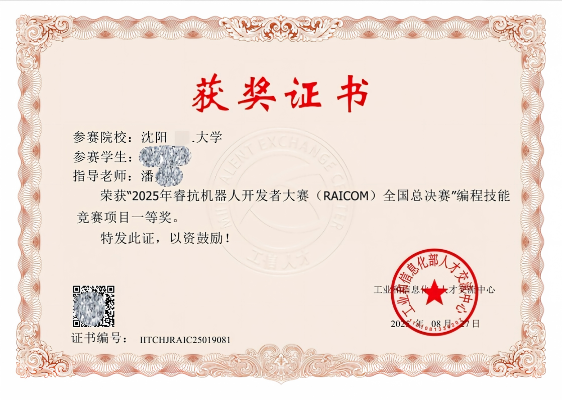 RAICOM 一等奖指导教师证书